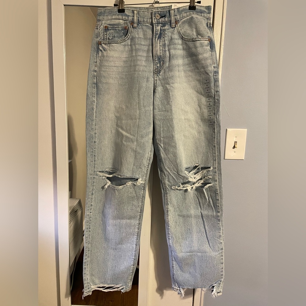American Eagle Super High-Rise Baggy Straight Jeans Size 6 regular - Picture 1 of 5